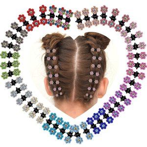 (60)ASSORTED MINI FLOWER RHINESTONE CLAW HAIR PIN